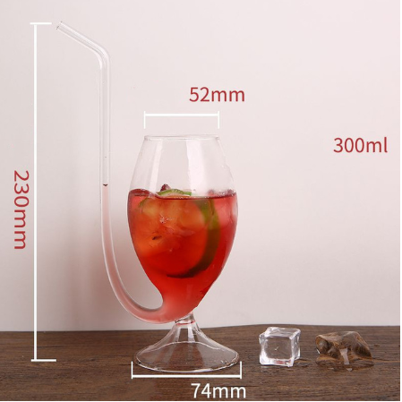 Wein Whiskey Glas Hitzebeständiges Glas Saugen Saft Milchtasse Tee Weintasse mit Trinkschlauch Strohhalm - GYLDNE GRÆNSE Gourmet Online Shop