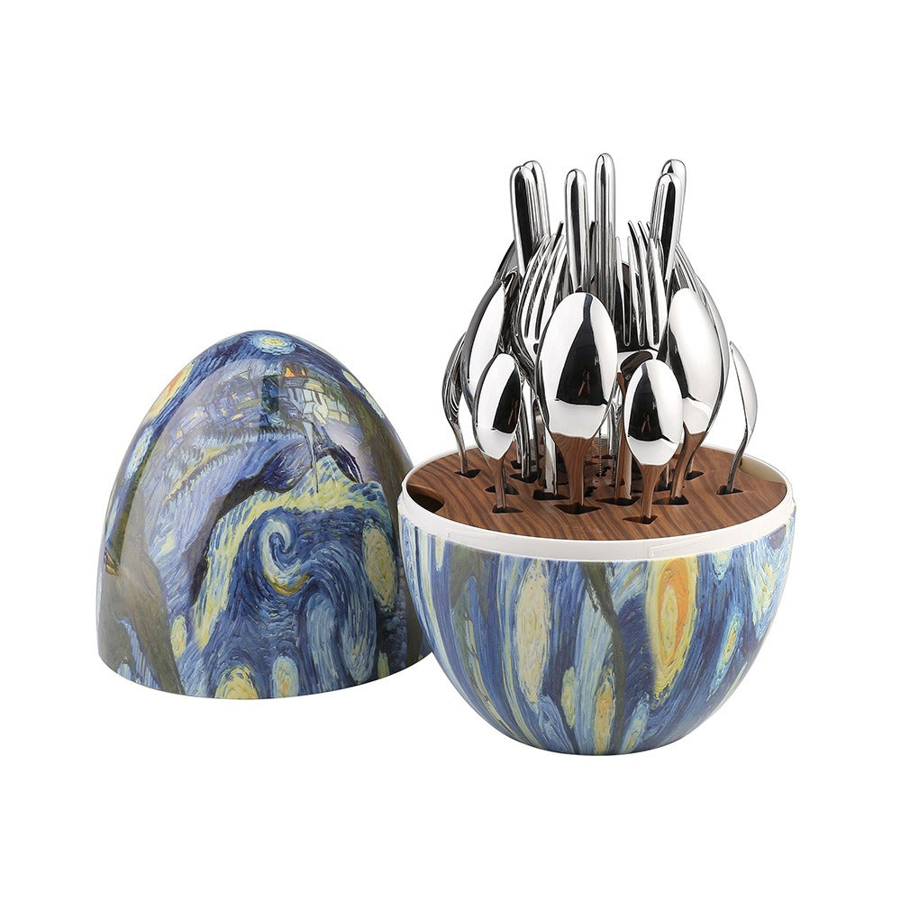 Heartland Egg 24-Piece Stainless Steel Besteck Set Van Gogh Home Art Messer Gabel Löffel Set - GYLDNE GRÆNSE Gourmet Online Shop