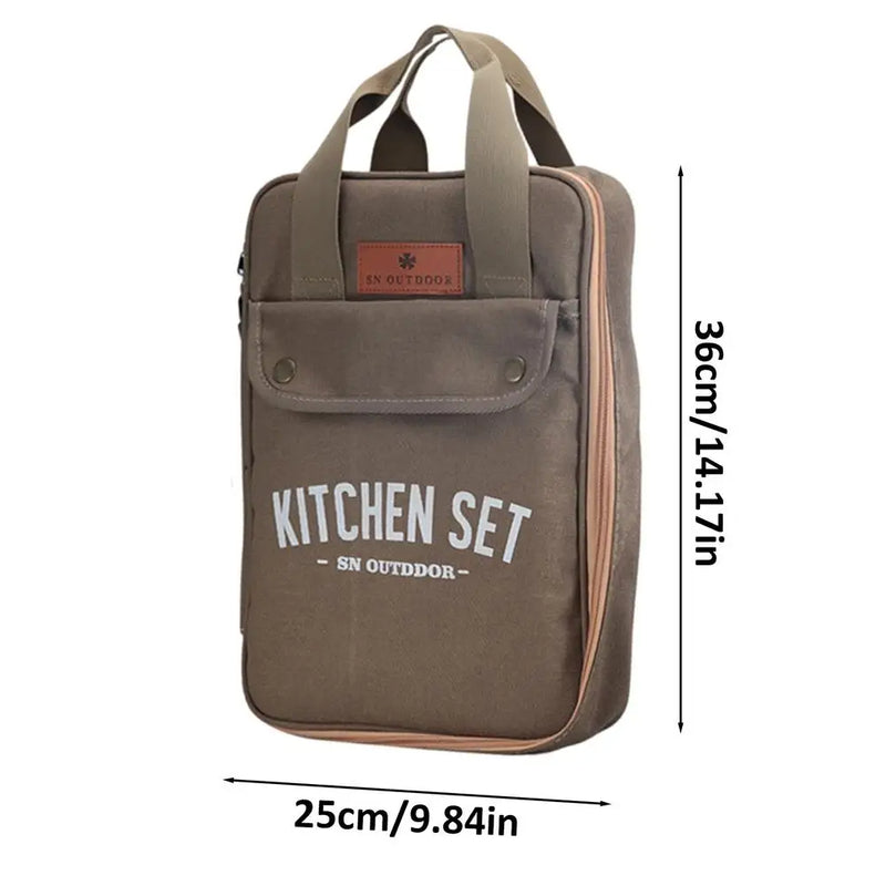 Camping Küchenset 8pcs Camping Outdoor Kochgeschirr Kit Edelstahl Camping Tool Reiseset und Utensil Organizer Aufbewahrungstasche - GYLDNE GRÆNSE Gourmet Online Shop