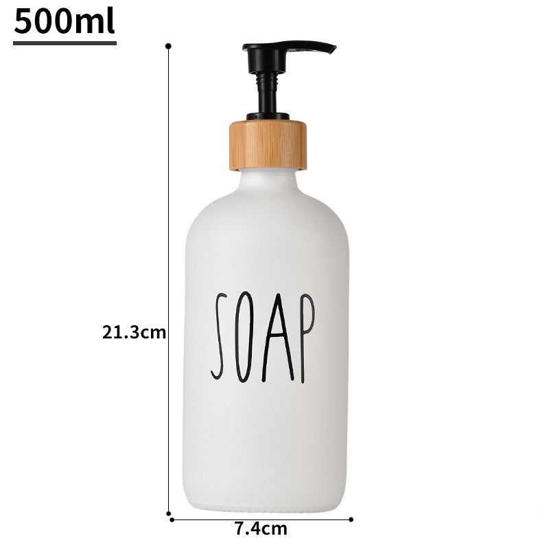 Glas 500ml Boston Handseifenpumpe schwarz und weiß Spaltflasche Holzkappe Seifenspender Shampooflasche - GYLDNE GRÆNSE Gourmet Online Shop