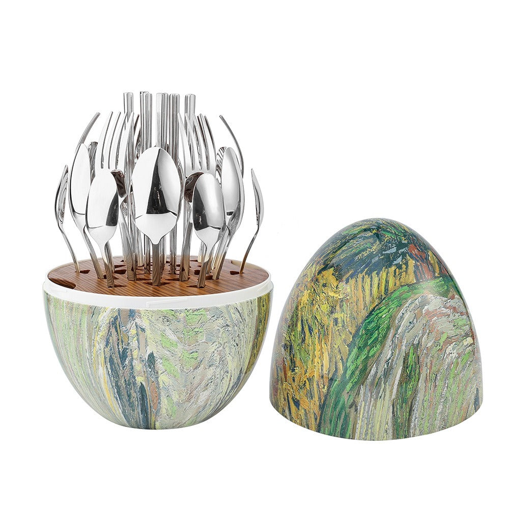 Heartland Egg 24-Piece Stainless Steel Besteck Set Van Gogh Home Art Messer Gabel Löffel Set - GYLDNE GRÆNSE Gourmet Online Shop