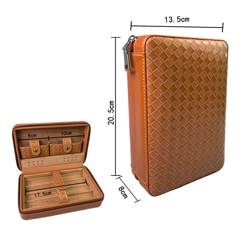 Geschnitzte Version Zigarrenkiste tragbare Zigarrenkiste aus Zedernholz Feuchtigkeitsbox aus Rindsleder Zigarrenkiste Aufbewahrungsbox Gaoxiba - GYLDNE GRÆNSE Gourmet Online Shop