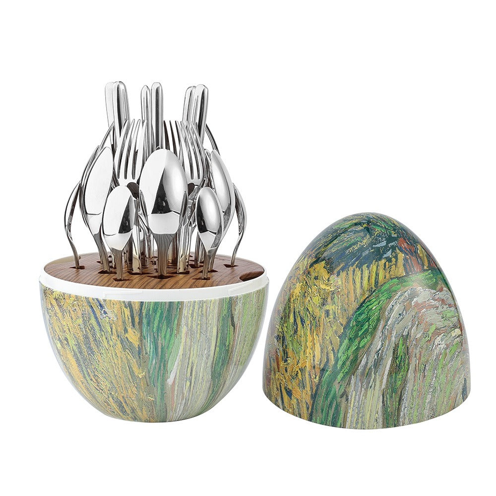 Heartland Egg 24-Piece Stainless Steel Besteck Set Van Gogh Home Art Messer Gabel Löffel Set - GYLDNE GRÆNSE Gourmet Online Shop