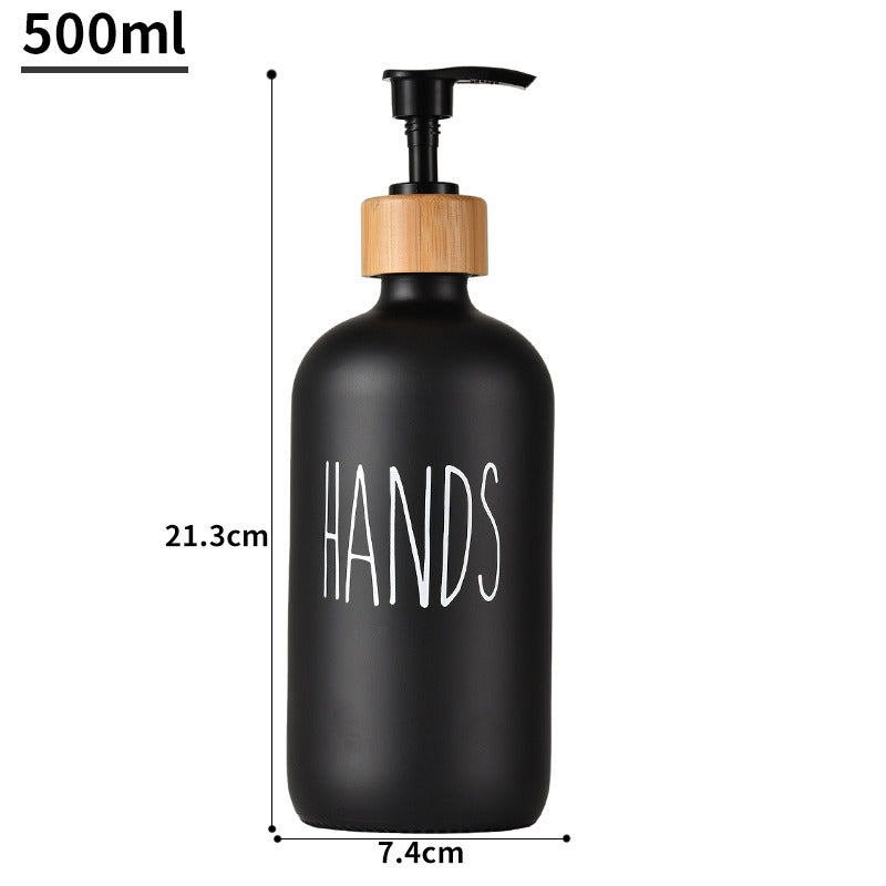 Glas 500ml Boston Handseifenpumpe schwarz und weiß Spaltflasche Holzkappe Seifenspender Shampooflasche - GYLDNE GRÆNSE Gourmet Online Shop