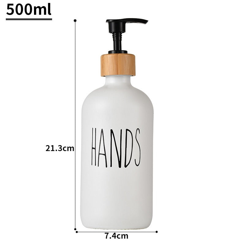 Glas 500ml Boston Handseifenpumpe schwarz und weiß Spaltflasche Holzkappe Seifenspender Shampooflasche - GYLDNE GRÆNSE Gourmet Online Shop
