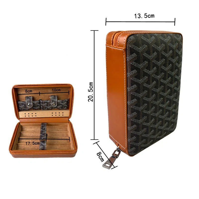 Geschnitzte Version Zigarrenkiste tragbare Zigarrenkiste aus Zedernholz Feuchtigkeitsbox aus Rindsleder Zigarrenkiste Aufbewahrungsbox Gaoxiba - GYLDNE GRÆNSE Gourmet Online Shop
