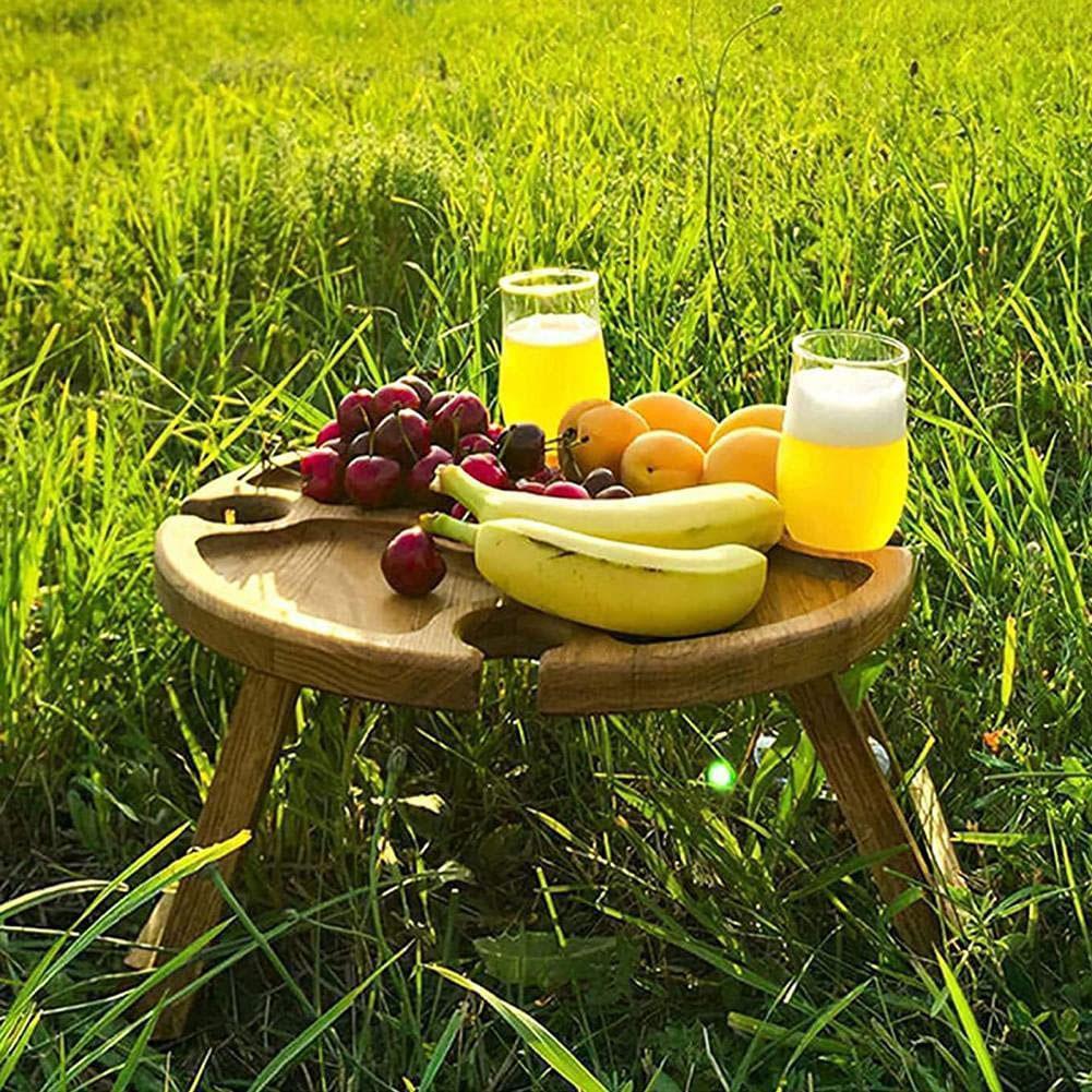 Hölzerner klappbarer Picknicktisch für den Außenbereich mit Glashalter 2 in 1 Weinglasgestell Weintisch für den Außenbereich Holztisch, der leicht zu transportieren ist - GYLDNE GRÆNSE Gourmet Online Shop