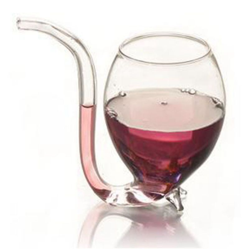 Wein Whiskey Glas Hitzebeständiges Glas Saugen Saft Milchtasse Tee Weintasse mit Trinkschlauch Strohhalm - GYLDNE GRÆNSE Gourmet Online Shop