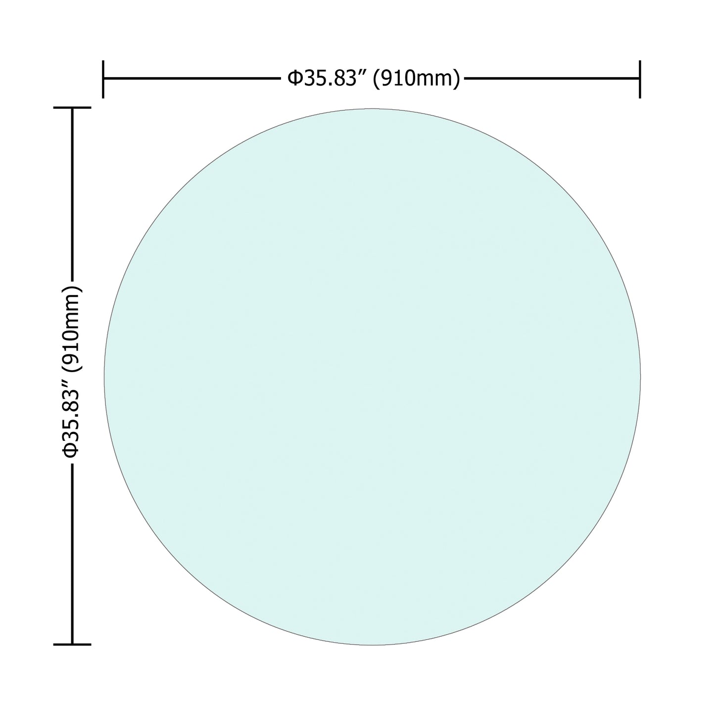 36" Zoll runde Tischplatte aus gehärtetem Glas Klarglas 1/4" Zoll dicke, flache polierte Kante - GYLDNE GRÆNSE Gourmet Online Shop
