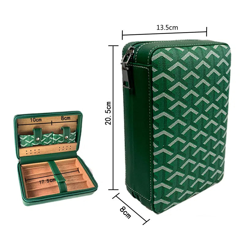Geschnitzte Version Zigarrenkiste tragbare Zigarrenkiste aus Zedernholz Feuchtigkeitsbox aus Rindsleder Zigarrenkiste Aufbewahrungsbox Gaoxiba - GYLDNE GRÆNSE Gourmet Online Shop
