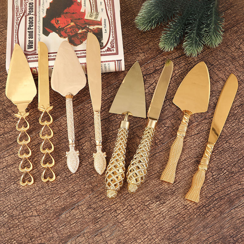 2pcs Kuchenmesser Abendessen Messer und Schaufel Pizza Brotmesser Hochzeit Zubehör Kuchenmesser Dreieck Brotschaufel Backwerkzeuge - GYLDNE GRÆNSE Gourmet Online Shop