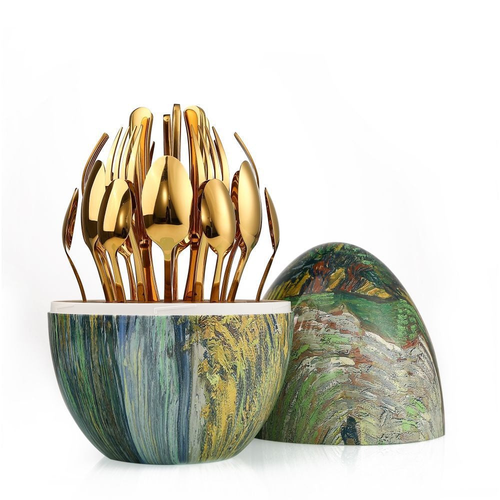 Heartland Egg 24-Piece Stainless Steel Besteck Set Van Gogh Home Art Messer Gabel Löffel Set - GYLDNE GRÆNSE Gourmet Online Shop