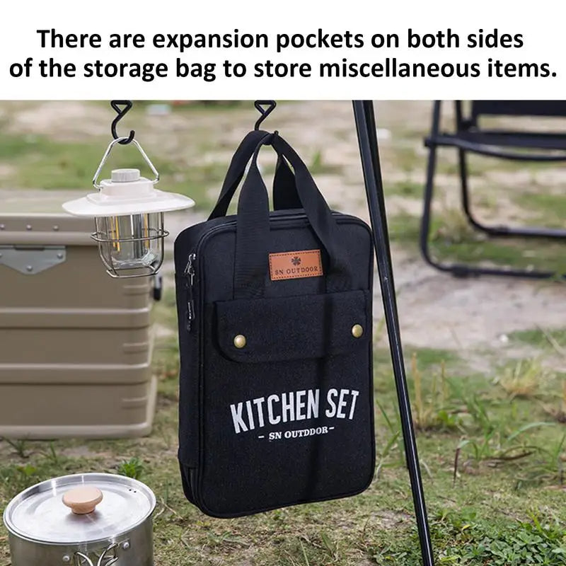 Camping Küchenset 8pcs Camping Outdoor Kochgeschirr Kit Edelstahl Camping Tool Reiseset und Utensil Organizer Aufbewahrungstasche - GYLDNE GRÆNSE Gourmet Online Shop