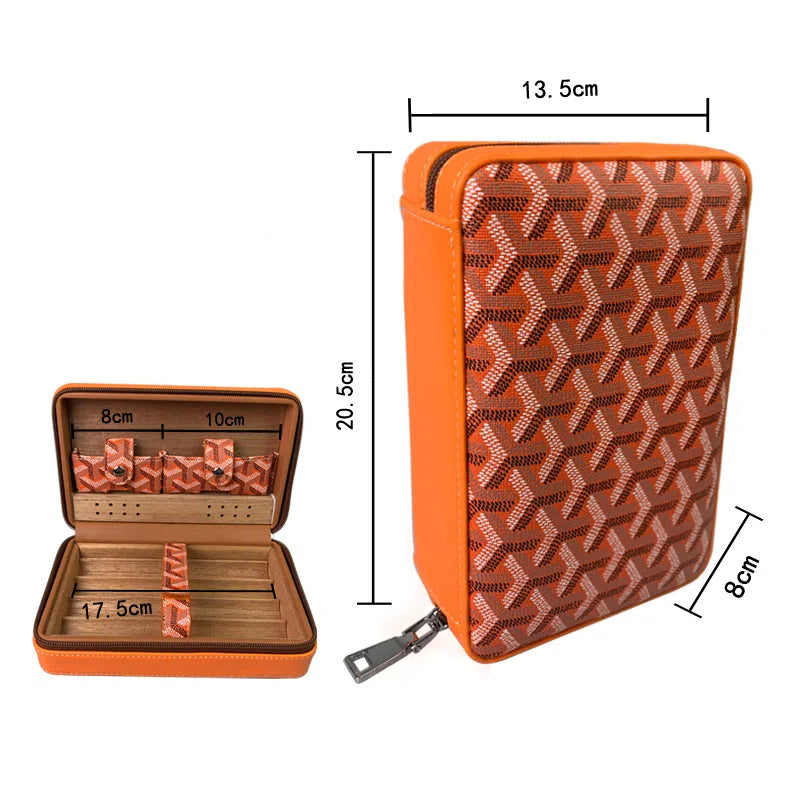 Geschnitzte Version Zigarrenkiste tragbare Zigarrenkiste aus Zedernholz Feuchtigkeitsbox aus Rindsleder Zigarrenkiste Aufbewahrungsbox Gaoxiba - GYLDNE GRÆNSE Gourmet Online Shop