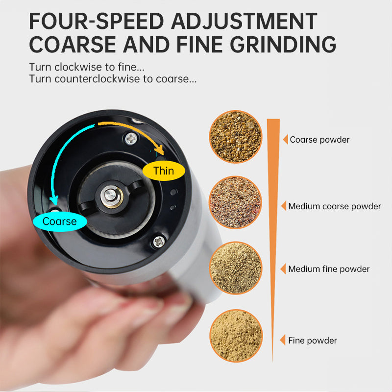 Elektrische Pfeffer- und Meersalzmühle mit USB-Aufladung mit Basis und doppelter Unterstützung für einfaches Aufladen und Verwenden - GYLDNE GRÆNSE Gourmet Online Shop