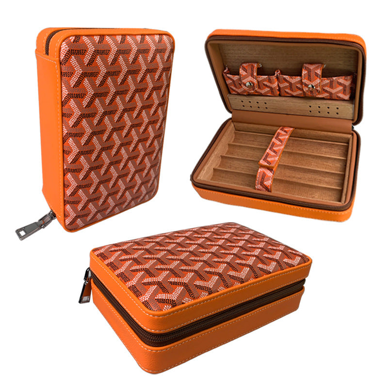 Geschnitzte Version Zigarrenkiste tragbare Zigarrenkiste aus Zedernholz Feuchtigkeitsbox aus Rindsleder Zigarrenkiste Aufbewahrungsbox Gaoxiba - GYLDNE GRÆNSE Gourmet Online Shop
