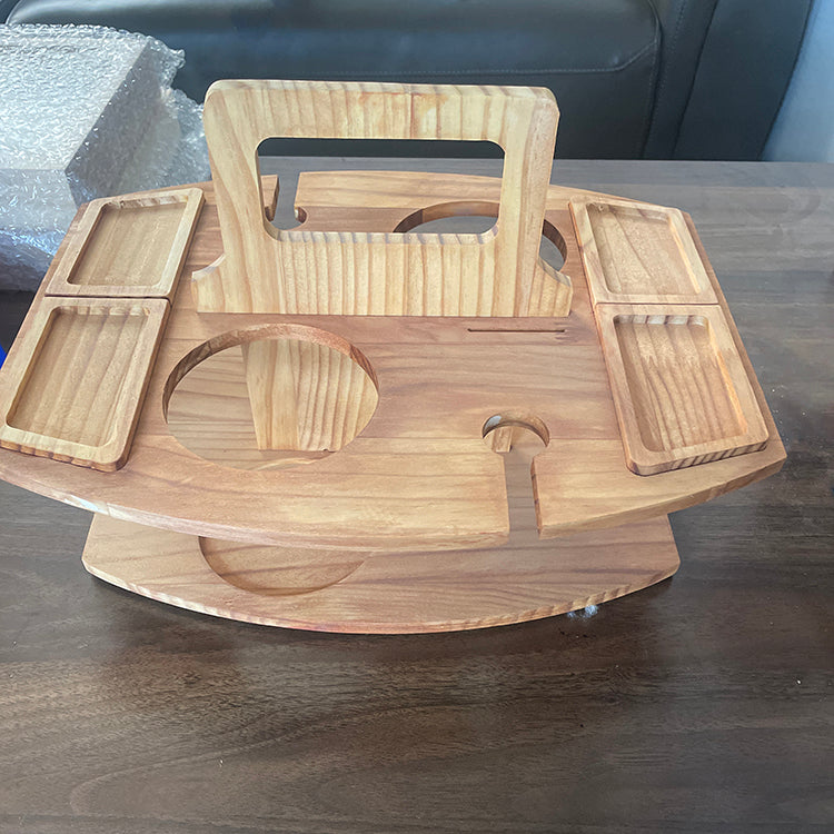 Weinregal aus Holz, Picknicktisch im Freien, tragbares Weinregal, abnehmbarer Obsttisch, Weinglasregal, mehrschichtiges Lebensmittelregal - GYLDNE GRÆNSE Gourmet Online Shop