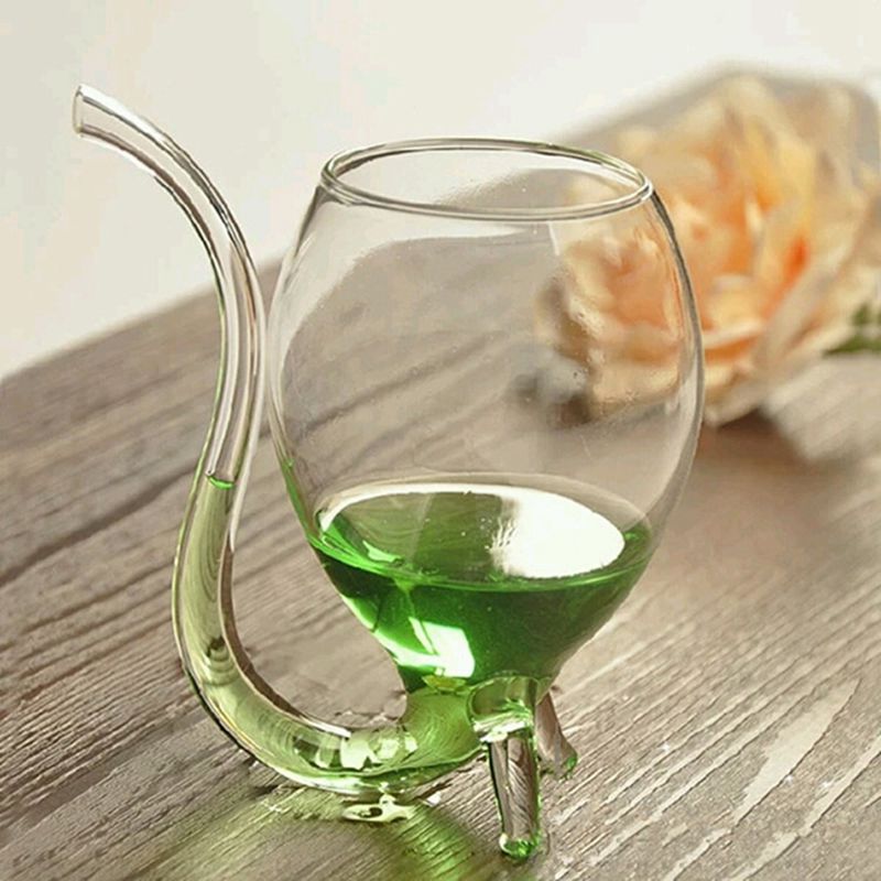 Wein Whiskey Glas Hitzebeständiges Glas Saugen Saft Milchtasse Tee Weintasse mit Trinkschlauch Strohhalm - GYLDNE GRÆNSE Gourmet Online Shop