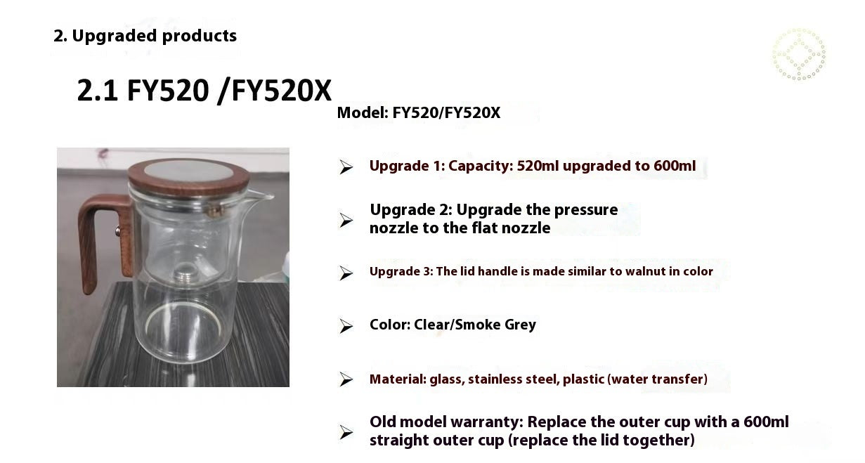 One Click Magnetic Teapot Separation Filtration Glass Tea Pot Wood Handle Tea Water Separation Teefilter - GYLDNE GRÆNSE Gourmet Online Shop