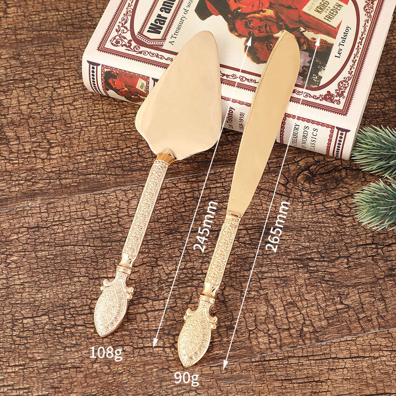 2pcs Kuchenmesser Abendessen Messer und Schaufel Pizza Brotmesser Hochzeit Zubehör Kuchenmesser Dreieck Brotschaufel Backwerkzeuge - GYLDNE GRÆNSE Gourmet Online Shop
