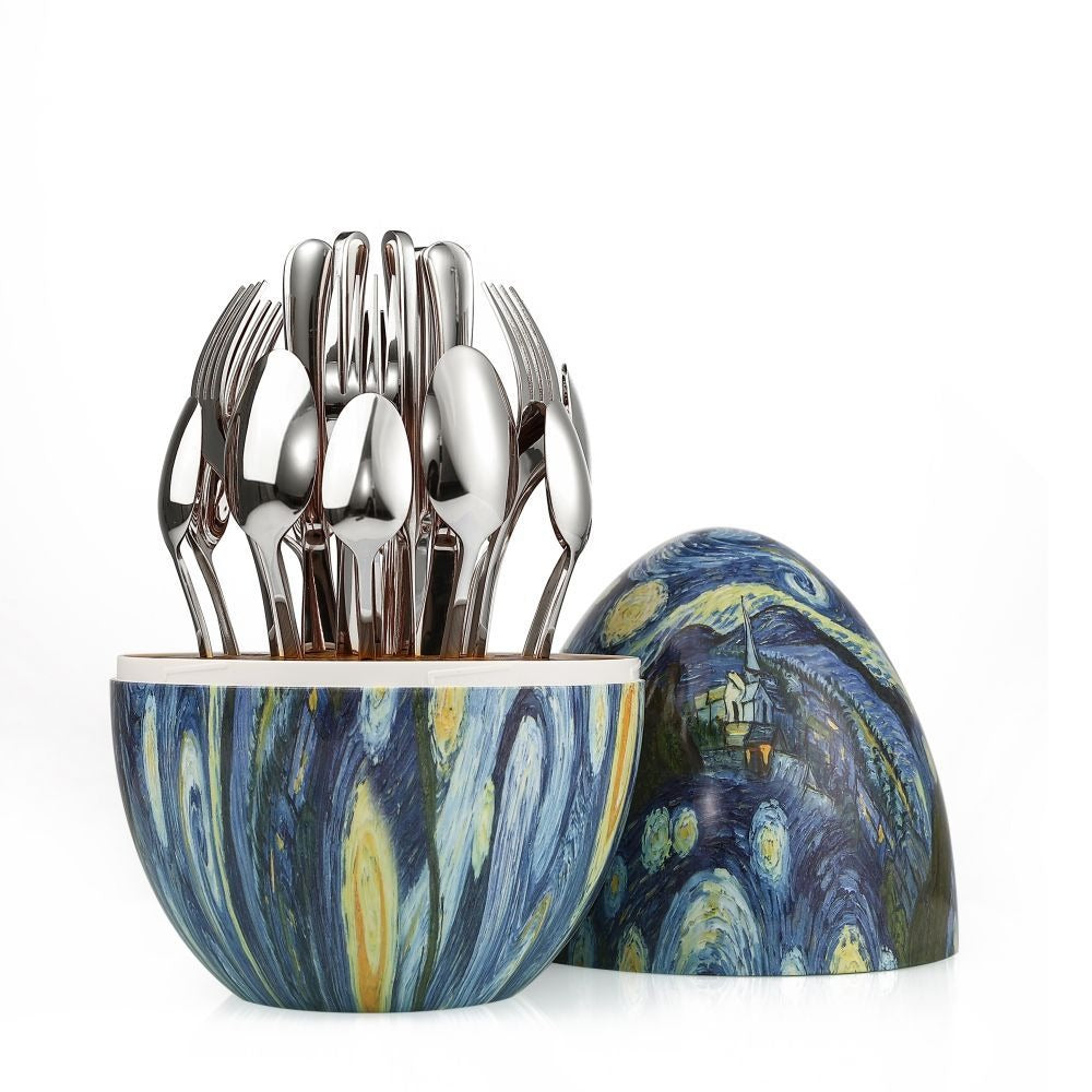Heartland Egg 24-Piece Stainless Steel Besteck Set Van Gogh Home Art Messer Gabel Löffel Set - GYLDNE GRÆNSE Gourmet Online Shop
