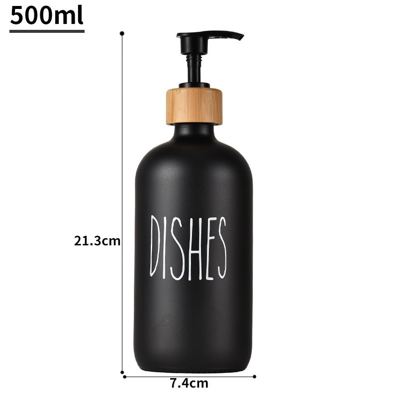 Glas 500ml Boston Handseifenpumpe schwarz und weiß Spaltflasche Holzkappe Seifenspender Shampooflasche - GYLDNE GRÆNSE Gourmet Online Shop