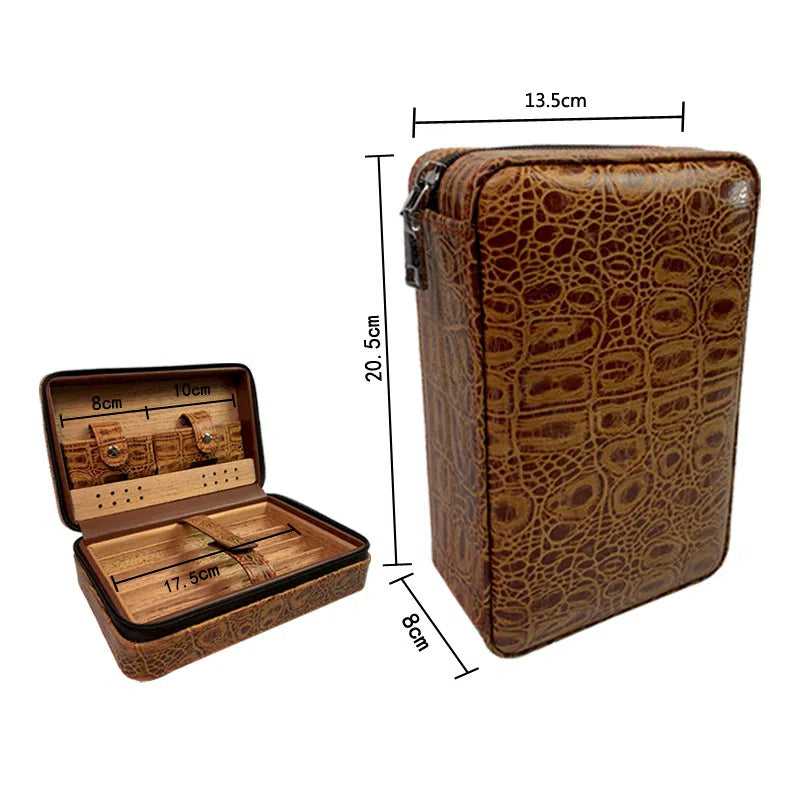 Geschnitzte Version Zigarrenkiste tragbare Zigarrenkiste aus Zedernholz Feuchtigkeitsbox aus Rindsleder Zigarrenkiste Aufbewahrungsbox Gaoxiba - GYLDNE GRÆNSE Gourmet Online Shop