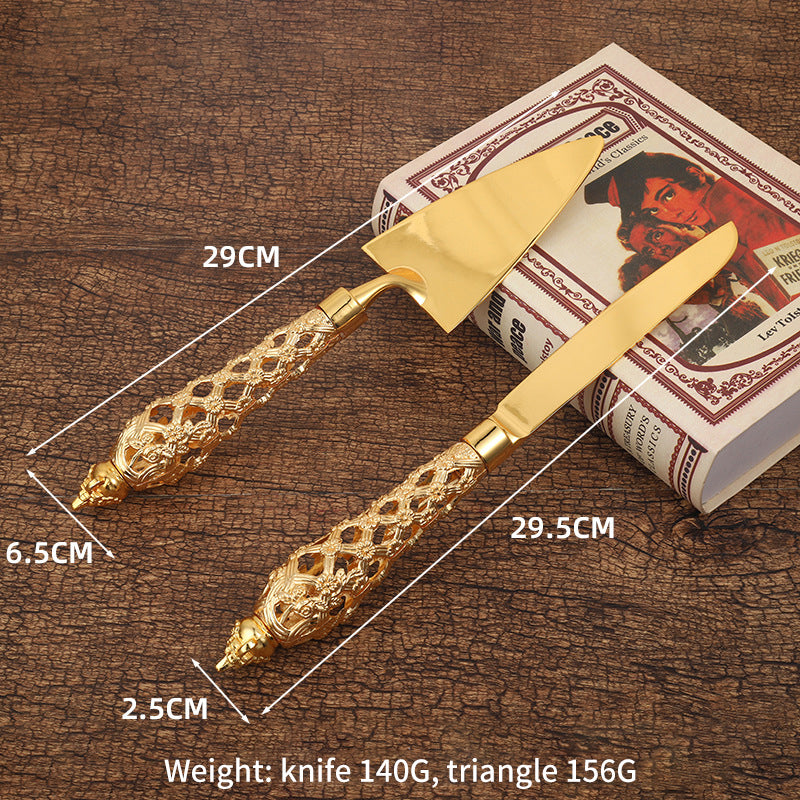 2pcs Kuchenmesser Abendessen Messer und Schaufel Pizza Brotmesser Hochzeit Zubehör Kuchenmesser Dreieck Brotschaufel Backwerkzeuge - GYLDNE GRÆNSE Gourmet Online Shop