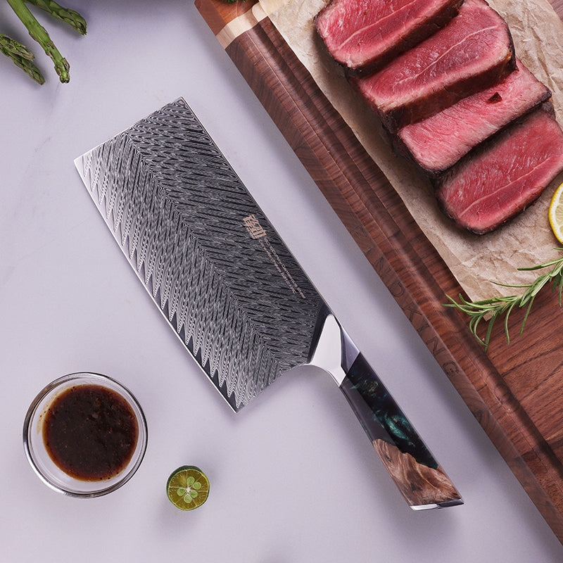 Damast Scharfes Küchenmesser Haushalt Schneidemesser Chinesisches Kochmesser - GYLDNE GRÆNSE Gourmet Online Shop