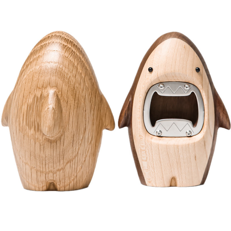 Massivholz Hai Bier Flaschenöffner kreative Persönlichkeit niedlich Schraubenzieher Desktop-Dekoration Zuhause Cartoon Flaschenöffner Dekoration - GYLDNE GRÆNSE Gourmet Online Shop