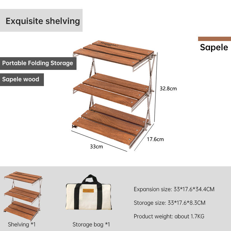 Bergsteigen Outdoor Camping Rack Tragbares Aufbewahrungsregal Dreischichtregal mit faltbarem Picknick Camping Barbecue Klapptisch - GYLDNE GRÆNSE Gourmet Online Shop