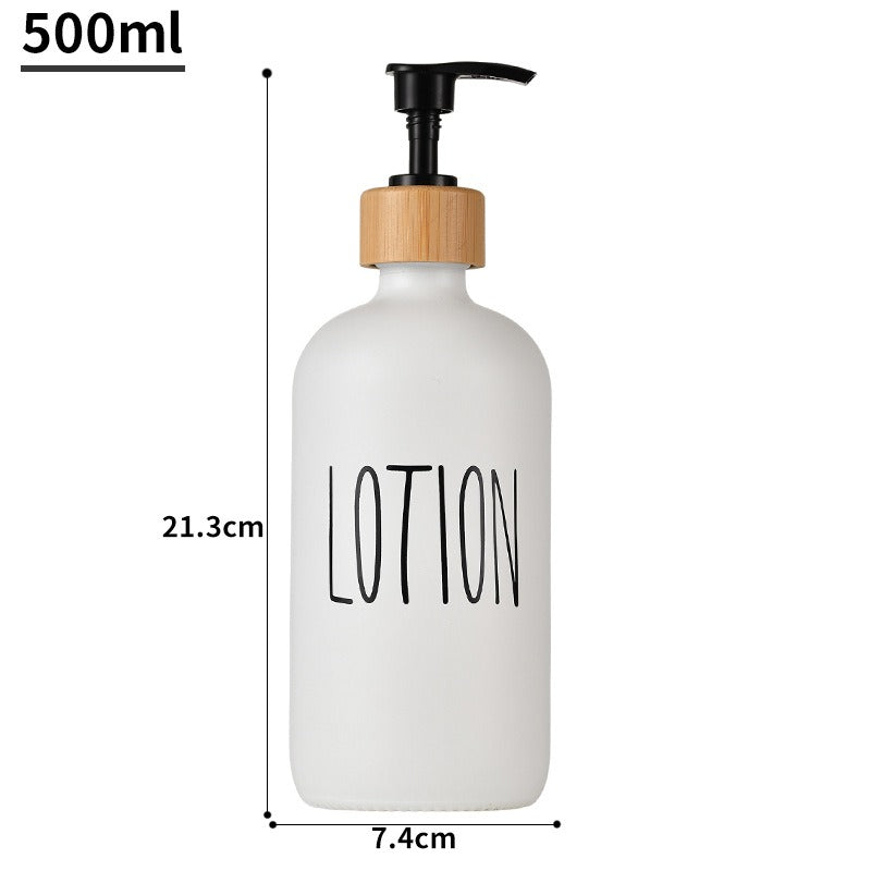 Glas 500ml Boston Handseifenpumpe schwarz und weiß Spaltflasche Holzkappe Seifenspender Shampooflasche - GYLDNE GRÆNSE Gourmet Online Shop