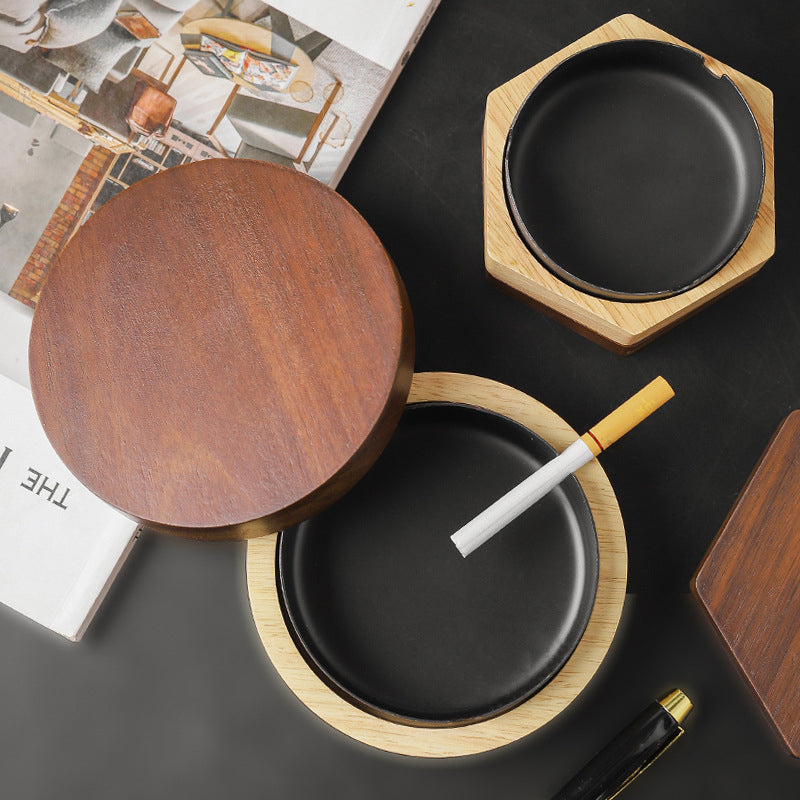 Nordischer Holzaschenbecher Aschenbecher aus Massivholz mit Deckel Heller Büroaschenbecher - GYLDNE GRÆNSE Gourmet Online Shop