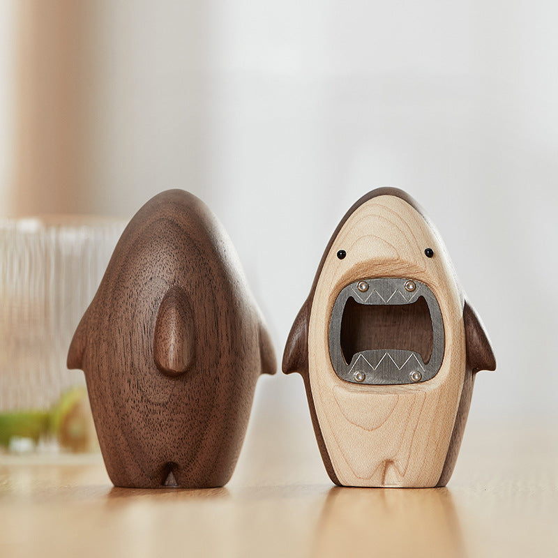 Massivholz Hai Bier Flaschenöffner kreative Persönlichkeit niedlich Schraubenzieher Desktop-Dekoration Zuhause Cartoon Flaschenöffner Dekoration - GYLDNE GRÆNSE Gourmet Online Shop