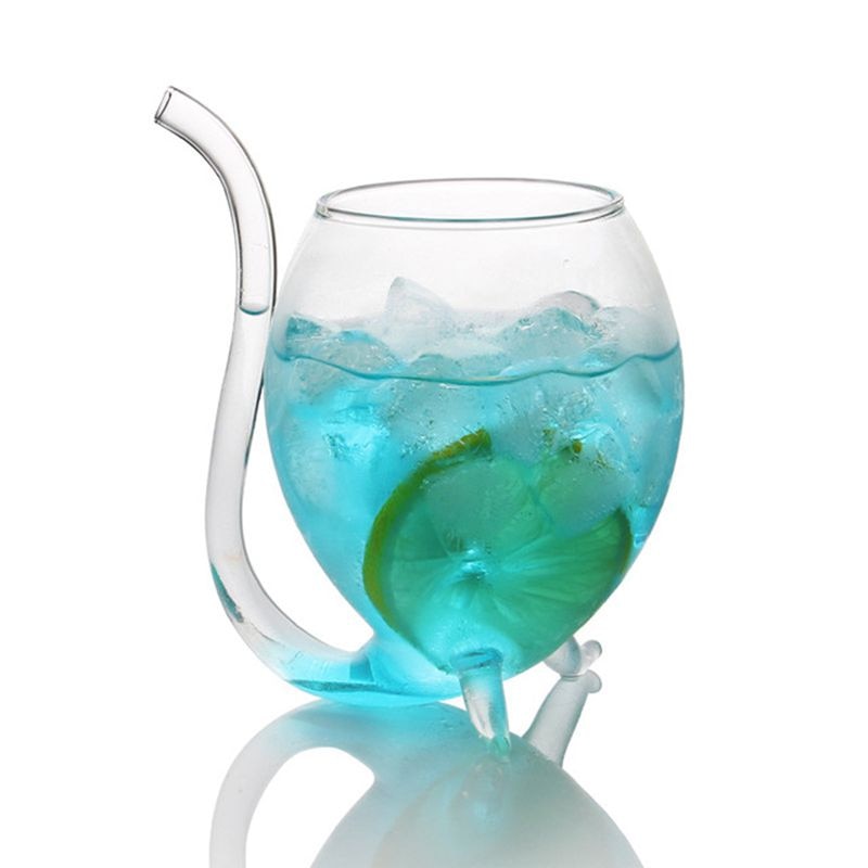 Wein Whiskey Glas Hitzebeständiges Glas Saugen Saft Milchtasse Tee Weintasse mit Trinkschlauch Strohhalm - GYLDNE GRÆNSE Gourmet Online Shop