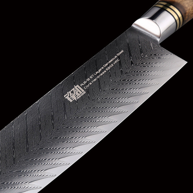 Damast Kochmesser 7 Zoll Sande Messer Fischgrätenmuster Scharfes Sushi Messer Haushalt Fisch Rohes Messer - GYLDNE GRÆNSE Gourmet Online Shop