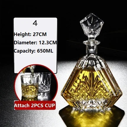 Kristallglas Wein Rote Flasche + 2 STÜCKE Tassen Wein Karaffe Whisky Liqour Ausgießer Home Bar Wodka Bier Flasche Glas Krug JR - GYLDNE GRÆNSE Gourmet Online Shop