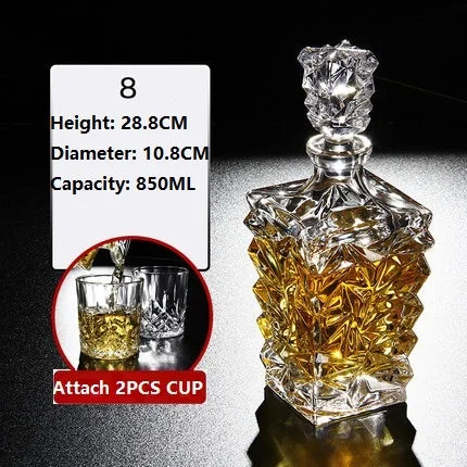 Kristallglas Wein Rote Flasche + 2 STÜCKE Tassen Wein Karaffe Whisky Liqour Ausgießer Home Bar Wodka Bier Flasche Glas Krug JR - GYLDNE GRÆNSE Gourmet Online Shop