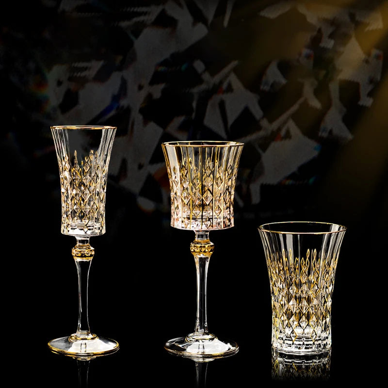 Gold Luxus Wein Glas Wein Champagner Kelch Europäischer Stil Exquisite Haushaltsbar Kristall Whisky Gläser Handgeblasene Tassen - GYLDNE GRÆNSE Gourmet Online Shop
