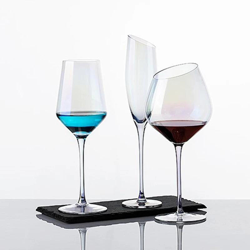 Bunte Weintasse Nordisch Kreativ Hoch Diagonal Regenbogen Kristallglas Bar Startseite Whiskey Wodka Champagnerglas Trinkglas - GYLDNE GRÆNSE Gourmet Online Shop