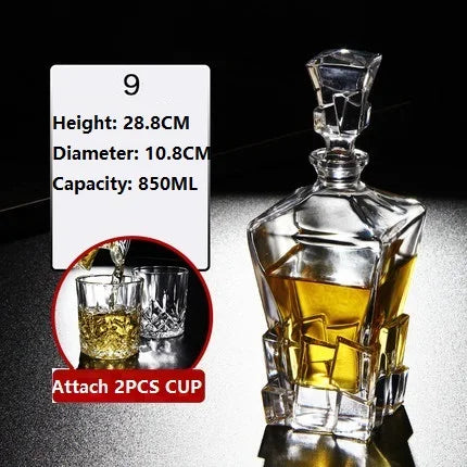 Kristallglas Wein Rote Flasche + 2 STÜCKE Tassen Wein Karaffe Whisky Liqour Ausgießer Home Bar Wodka Bier Flasche Glas Krug JR - GYLDNE GRÆNSE Gourmet Online Shop