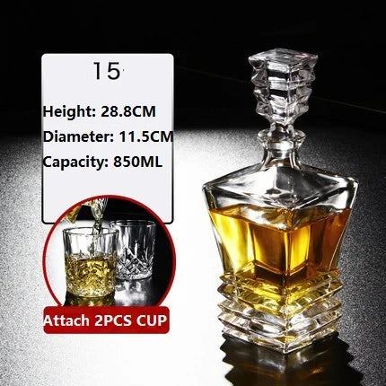 Kristallglas Wein Rote Flasche + 2 STÜCKE Tassen Wein Karaffe Whisky Liqour Ausgießer Home Bar Wodka Bier Flasche Glas Krug JR - GYLDNE GRÆNSE Gourmet Online Shop