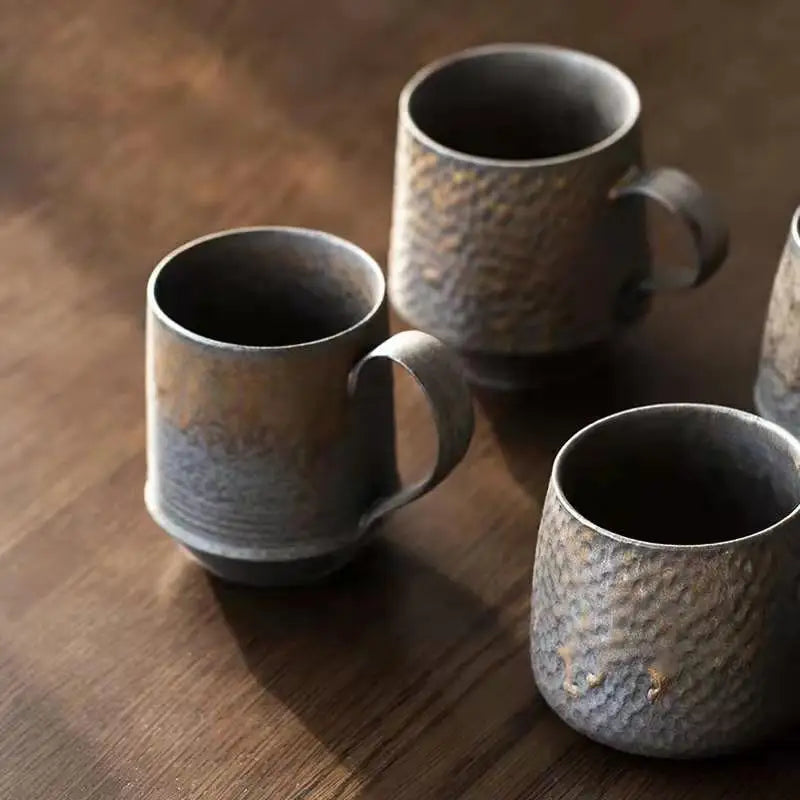 KuBac HoMmi Neu INS Steinzeug handgemachte japanische Stil Vintage Kaffeetasse Nachmittagstee Keramik Becher Set Retro Kaffeetasse - GYLDNE GRÆNSE Gourmet Online Shop