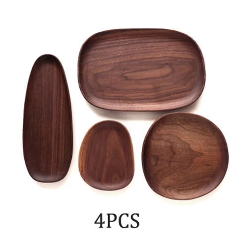 Dinner Platte Teller Holz Wood Irregular Oval Wood Dinner Plate Tableware Set - GYLDNE GRÆNSE Gourmet Online Shop