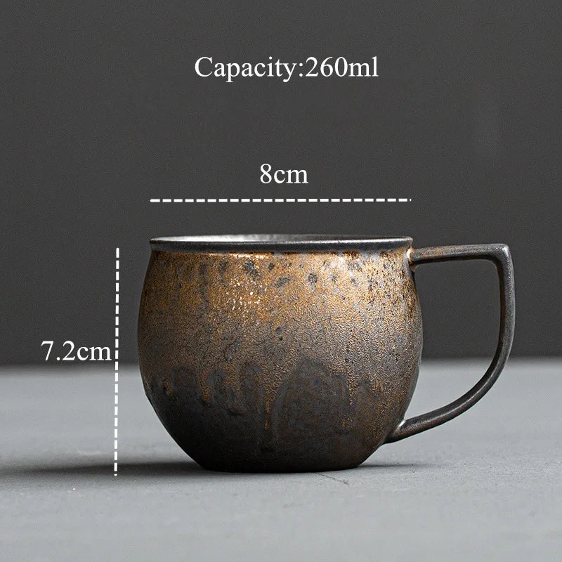 KuBac HoMmi Neu INS Steinzeug handgemachte japanische Stil Vintage Kaffeetasse Nachmittagstee Keramik Becher Set Retro Kaffeetasse - GYLDNE GRÆNSE Gourmet Online Shop