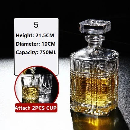 Kristallglas Wein Rote Flasche + 2 STÜCKE Tassen Wein Karaffe Whisky Liqour Ausgießer Home Bar Wodka Bier Flasche Glas Krug JR - GYLDNE GRÆNSE Gourmet Online Shop