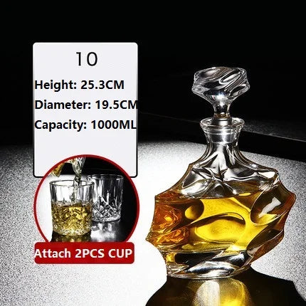 Kristallglas Wein Rote Flasche + 2 STÜCKE Tassen Wein Karaffe Whisky Liqour Ausgießer Home Bar Wodka Bier Flasche Glas Krug JR - GYLDNE GRÆNSE Gourmet Online Shop