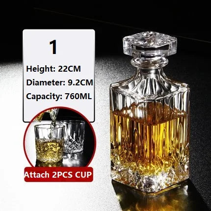 Kristallglas Wein Rote Flasche + 2 STÜCKE Tassen Wein Karaffe Whisky Liqour Ausgießer Home Bar Wodka Bier Flasche Glas Krug JR - GYLDNE GRÆNSE Gourmet Online Shop
