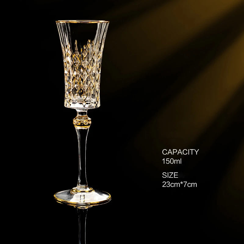 Gold Luxus Wein Glas Wein Champagner Kelch Europäischer Stil Exquisite Haushaltsbar Kristall Whisky Gläser Handgeblasene Tassen - GYLDNE GRÆNSE Gourmet Online Shop