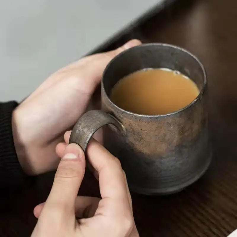 KuBac HoMmi Neu INS Steinzeug handgemachte japanische Stil Vintage Kaffeetasse Nachmittagstee Keramik Becher Set Retro Kaffeetasse - GYLDNE GRÆNSE Gourmet Online Shop
